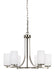 Generation Lighting. - 3139106-962 - Six Light Chandelier - Hettinger - Brushed Nickel