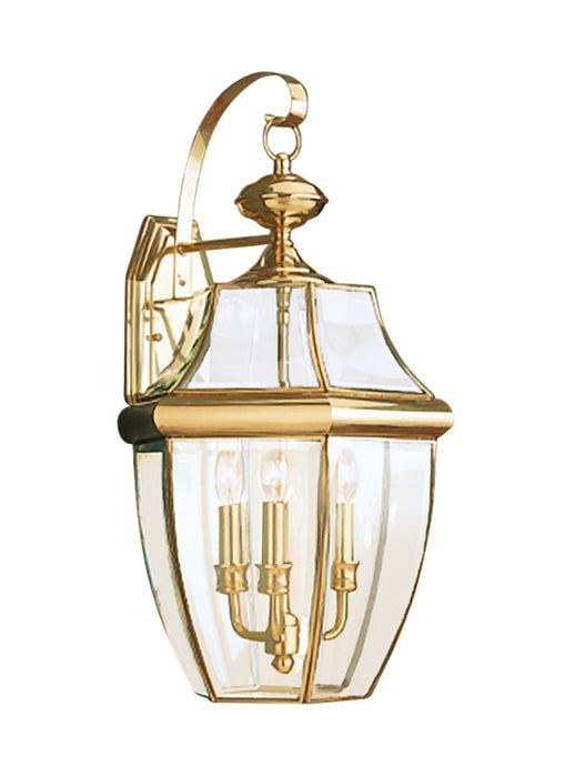 Generation Lighting. - 8040EN-02 - Three Light Outdoor Wall Lantern - Lancaster - Polished Brass