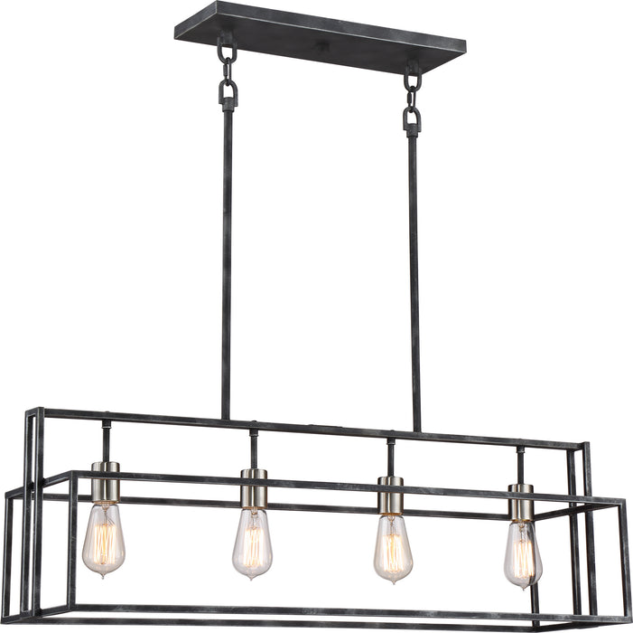 Nuvo Lighting - 60-5859 - Four Light Island Pendant - Lake - Iron Black / Brushed Nickel Accents
