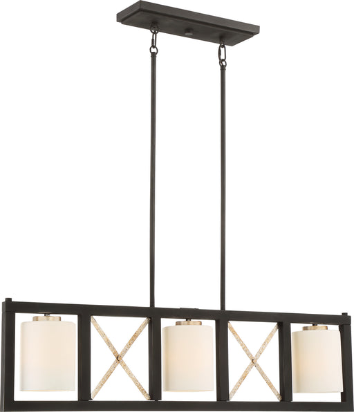 Nuvo Lighting - 60-6133 - Three Light Island Pendant - Boxer - Matte Black / Antique Silver Accents