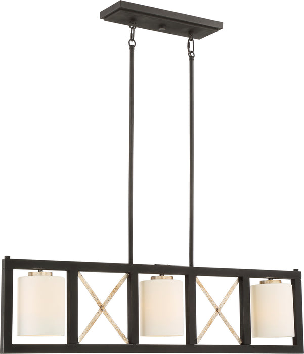 Nuvo Lighting - 60-6133 - Three Light Island Pendant - Boxer - Matte Black / Antique Silver Accents