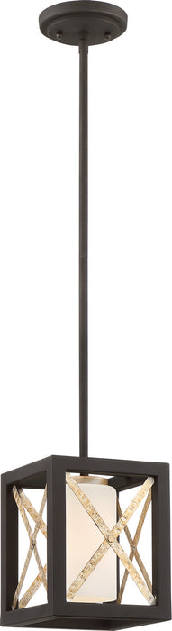 Nuvo Lighting - 60-6135 - One Light Mini Pendant - Boxer - Matte Black / Antique Silver Accents