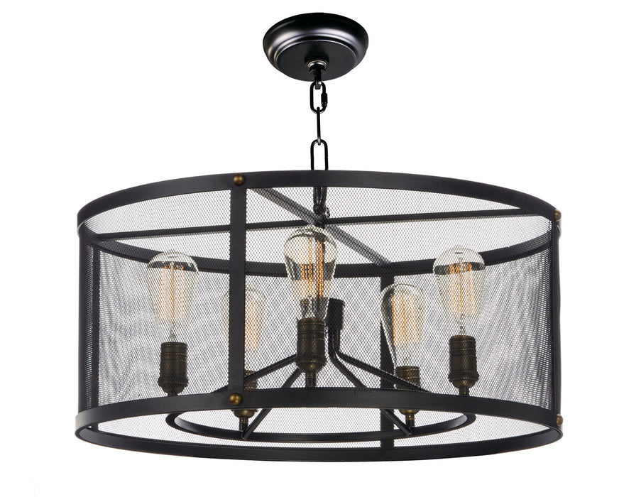 Maxim - 20115BKNAB - Five Light Chandelier - Palladium - Black / Natural Aged Brass