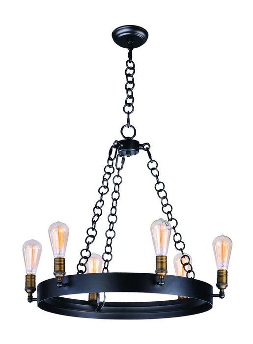 Maxim - 26273BKNAB - Six Light Chandelier - Noble - Black / Natural Aged Brass