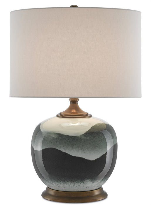 Currey and Company - 6000-0109 - One Light Table Lamp - Boreal - White/Green/Antique Brass