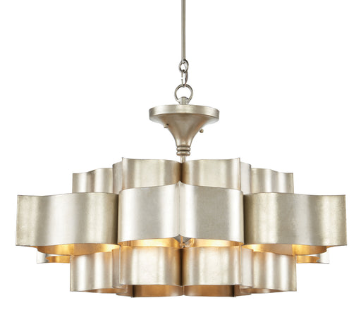 Currey and Company - 9000-0051 - Six Light Chandelier - Grand - Contemporary Silver Leaf
