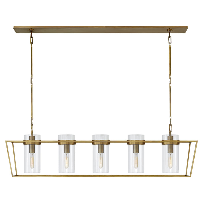 Visual Comfort Signature - S 5177HAB-CG - Five Light Linear Pendant - Presidio - Hand-Rubbed Antique Brass