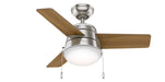 Hunter - 59303 - 36"Ceiling Fan - Aker - Brushed Nickel