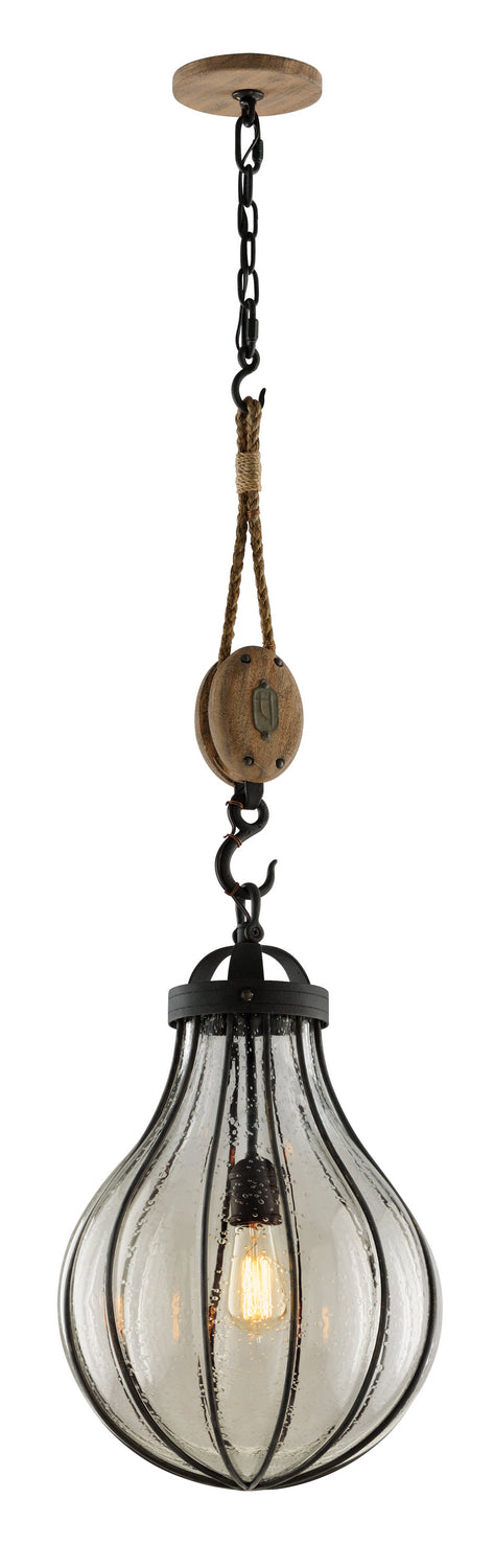 Troy Lighting - F4905 - One Light Pendant - Murphy - Vintage Iron With Rustic Wood