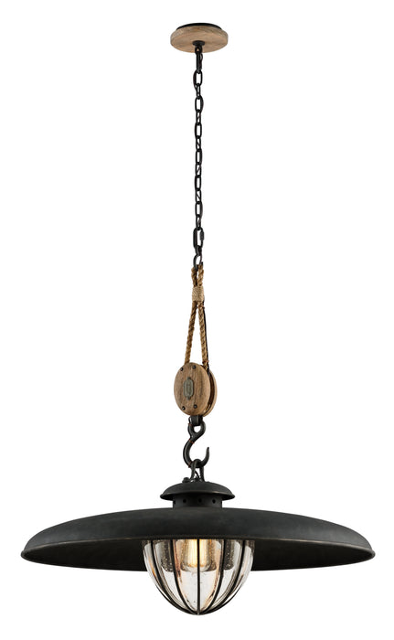 Troy Lighting - F4907 - One Light Pendant - Murphy - Vintage Iron With Rustic Wood