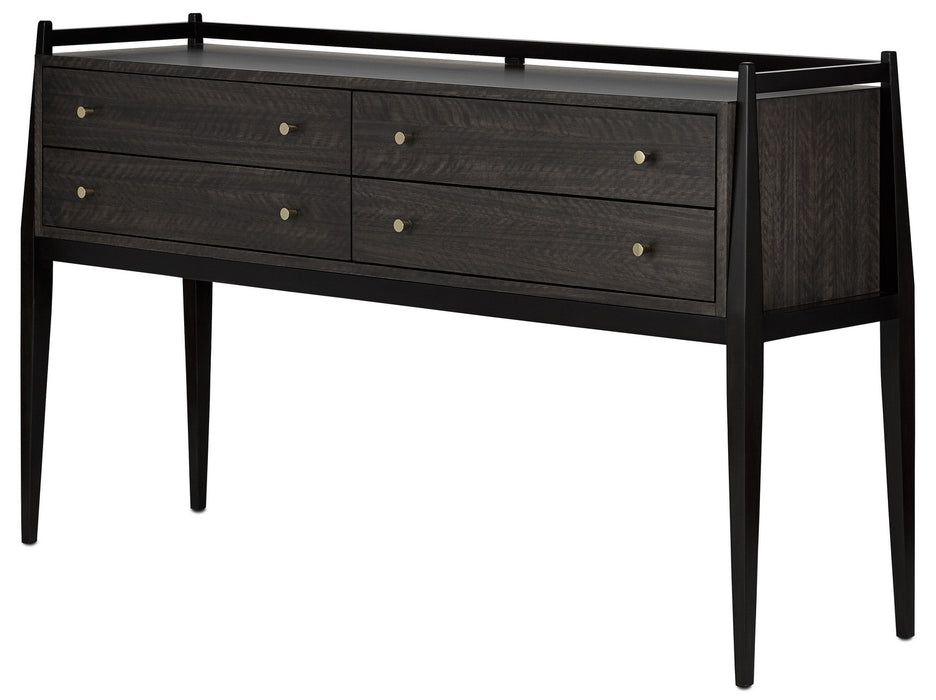 Currey and Company - 3000-0046 - Console Table - Selig - Dark Mink/Riverstone Gray/Polished Brass
