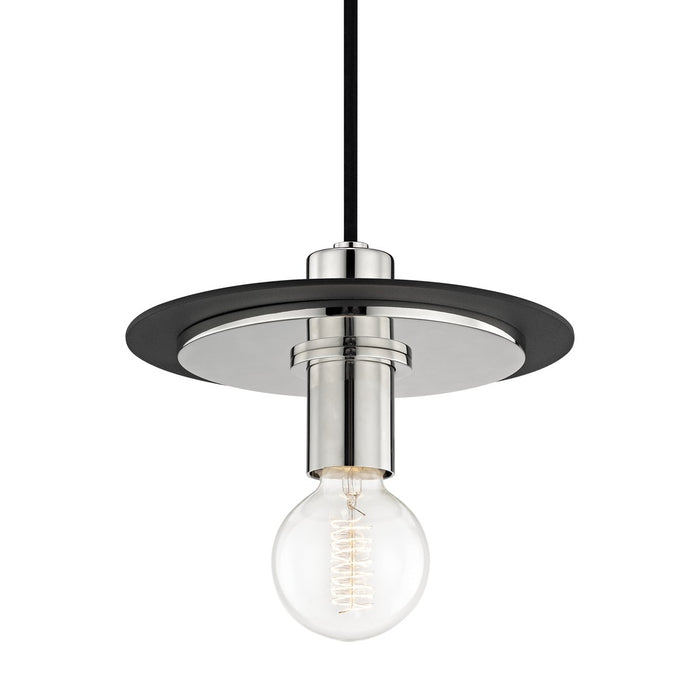 Mitzi - H137701S-PN/BK - One Light Pendant - Milo - Polished Nickel/Black