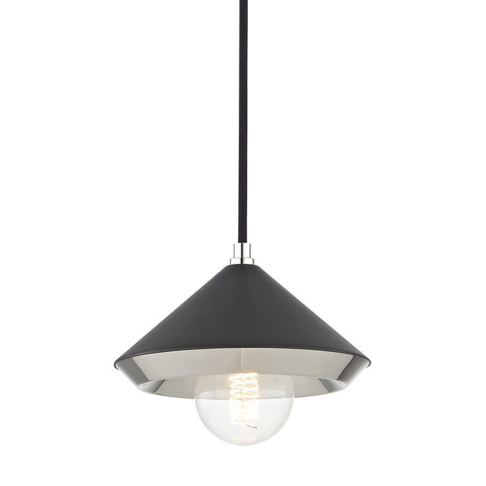 Mitzi - H139701S-PN/BK - One Light Pendant - Marnie - Polished Nickel/Black