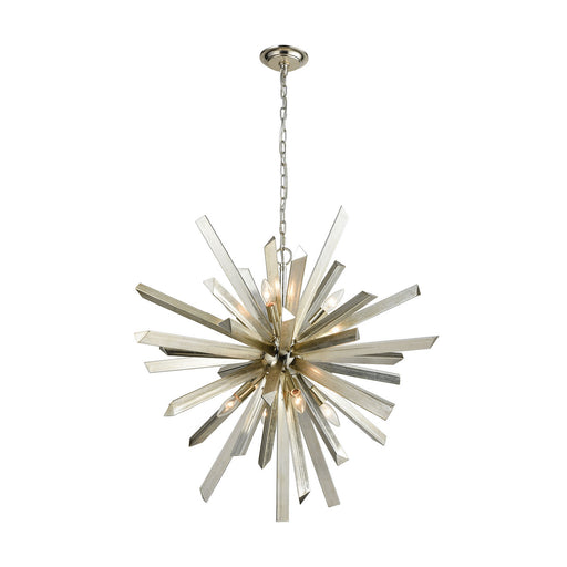 ELK Home - 1141-073 - Eight Light Chandelier - Cataclysm - Silver Leaf