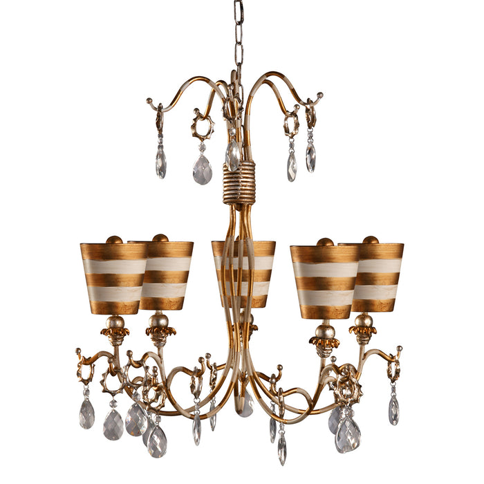 Lucas + McKearn - CH1038-G - Five Light Chandelier - Tivoli - Cream Patina w/Gold and Silver