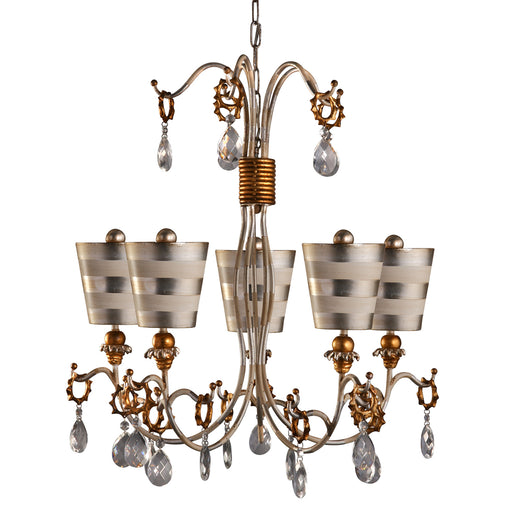 Lucas + McKearn - CH1038-S - Five Light Chandelier - Tivoli - Cream Patina w/Silver and Gold