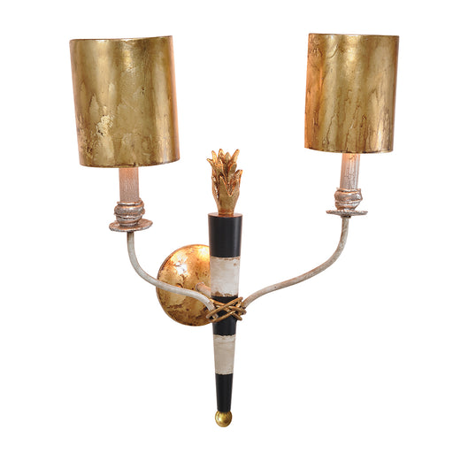 Lucas + McKearn - SC1027-2 - Two Light Wall Sconce - Flambeau - Black and cream w/gold leaf