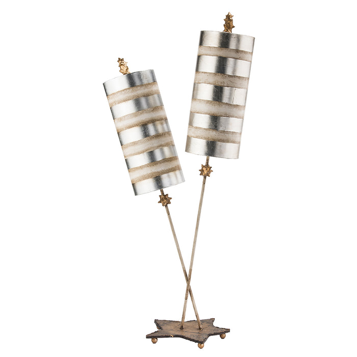 Lucas + McKearn - TA1029 - Two Light Table Lamp - Nettle Luxe - Silver Stripes