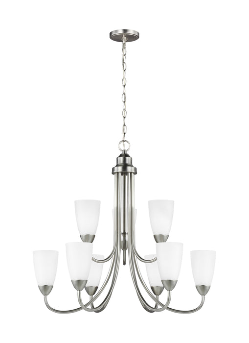 Generation Lighting. - 3120209-962 - Nine Light Chandelier - Seville - Brushed Nickel