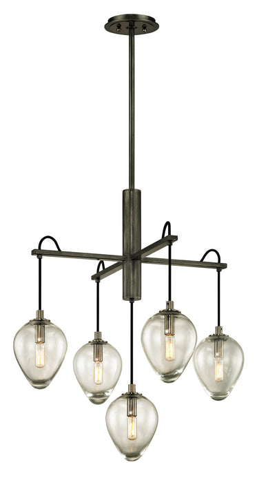 Troy Lighting - F6206-GRA/BCR - Five Light Pendant - Brixton - Gun Metal With Smoked Chrome