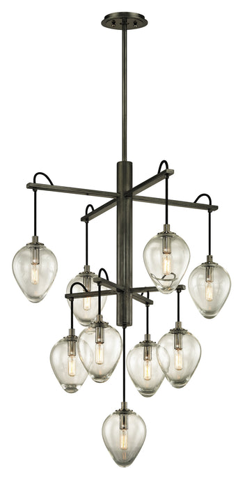 Troy Lighting - F6207-GRA/BCR - Nine Light Pendant - Brixton - Gun Metal With Smoked Chrome