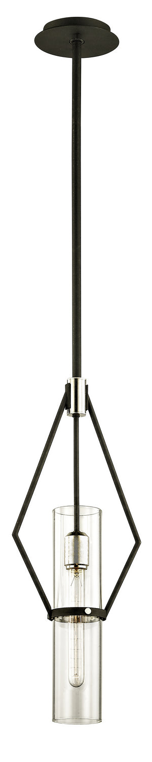 Troy Lighting - F6324 - One Light Pendant - Raef - Textured Black & Polish Nickel