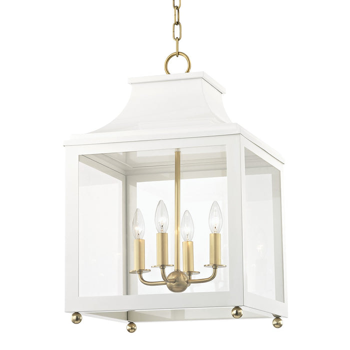 Mitzi - H259704L-AGB/WH - Four Light Lantern - Leigh - Aged Brass/Soft Off White