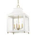 Mitzi - H259704L-AGB/WH - Four Light Lantern - Leigh - Aged Brass/Soft Off White