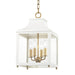 Mitzi - H259704S-AGB/WH - Four Light Lantern - Leigh - Aged Brass/Soft Off White