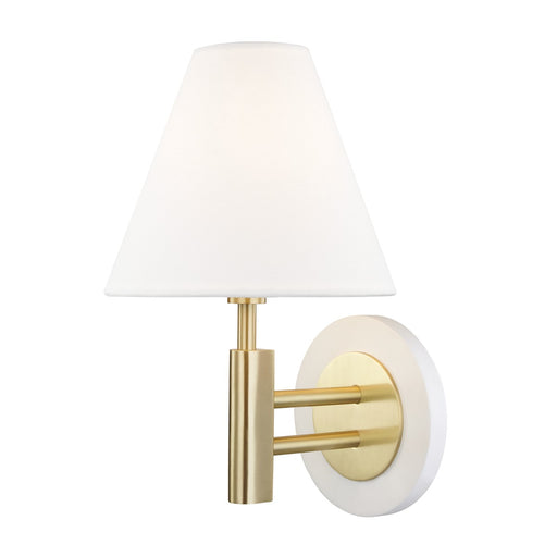 Mitzi - H264101-AGB/WH - One Light Wall Sconce - Robbie - Aged Brass/Soft Off White