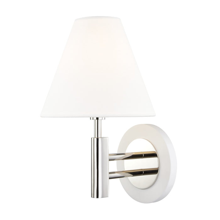 Mitzi - H264101-PN/WH - One Light Wall Sconce - Robbie - Polished Nickel/White