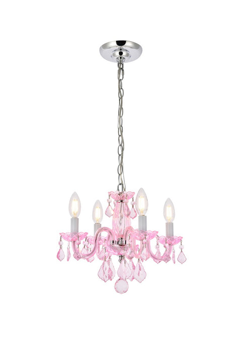 Elegant Lighting - V7804D15PK-RO/RC - Four Light Pendant - Rococo - Pink