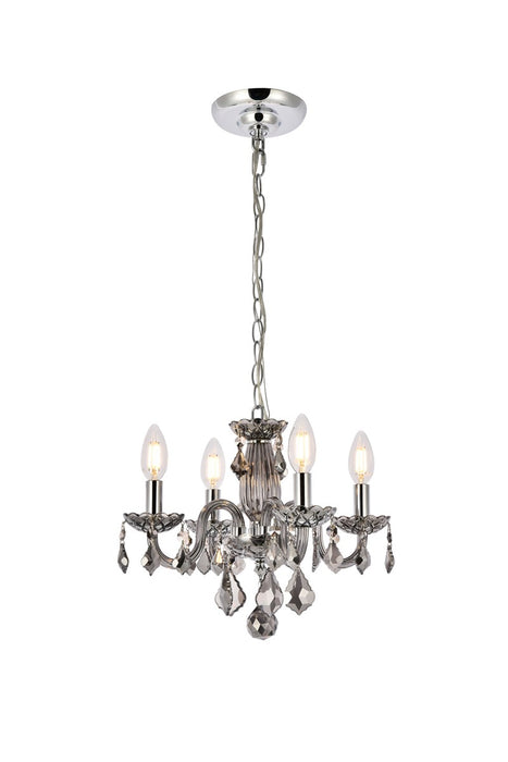 Elegant Lighting - V7804D15SS-SS/RC - Four Light Pendant - Rococo - Silver Shade