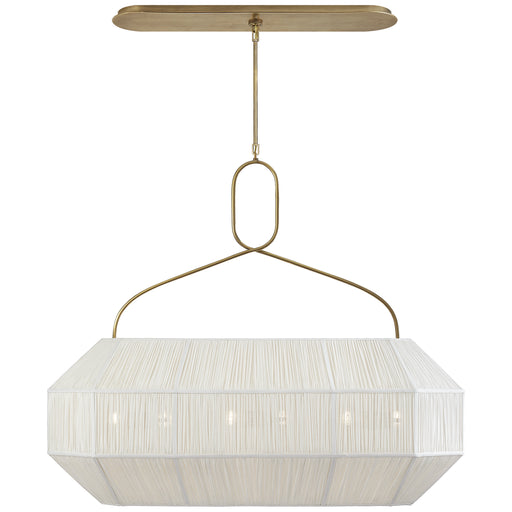 Visual Comfort Signature - KW 5317AB-L - Six Light Linear Chandelier - Forza - Antique-Burnished Brass