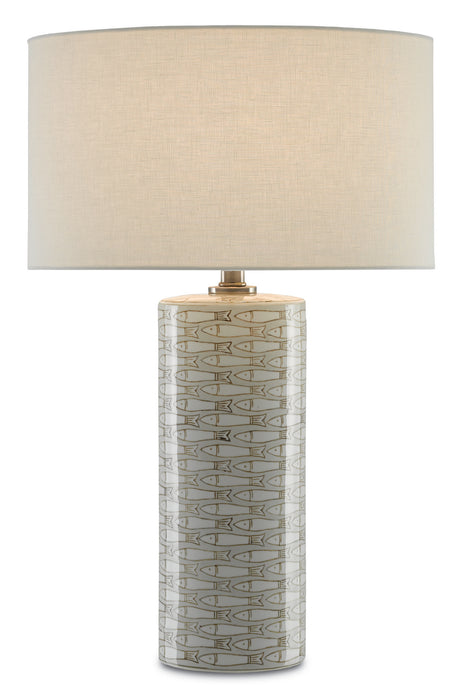 Currey and Company - 6000-0283 - One Light Table Lamp - Fisch - Gray/White/Antique Nickel
