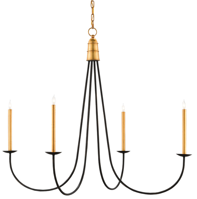 Currey and Company - 9000-0233 - Four Light Chandelier - Ogden - Chinois Antique Gold Leaf/Black
