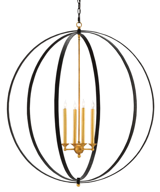 Currey and Company - 9000-0238 - Four Light Chandelier - Ogden - Chinois Antique Gold Leaf/Black