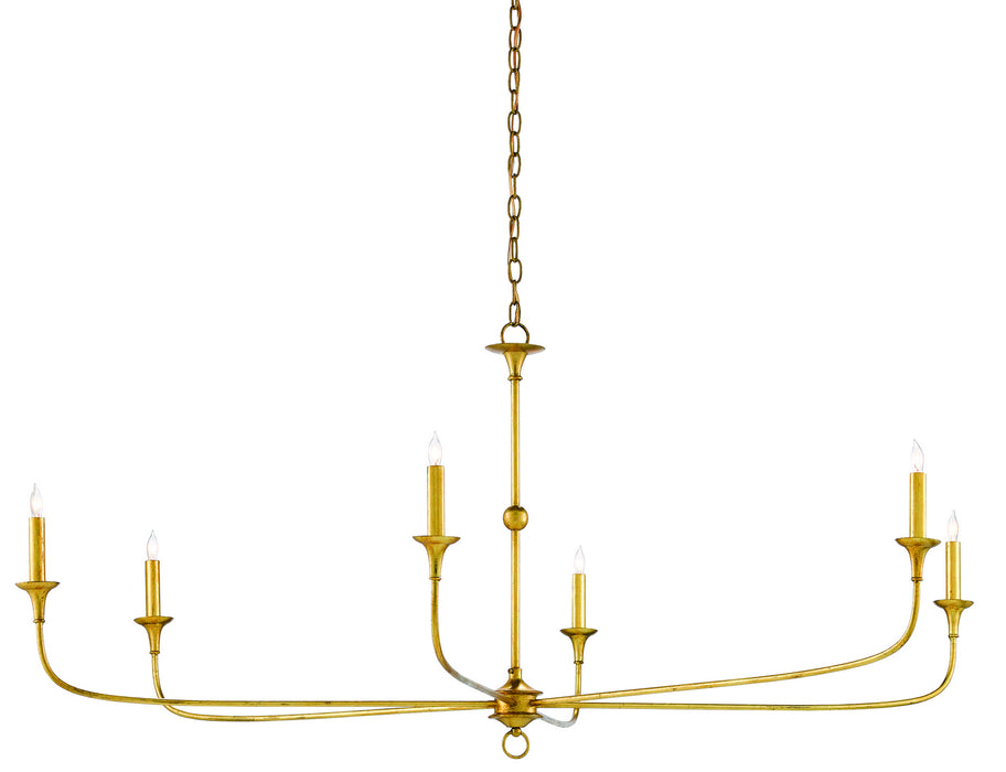 Currey and Company - 9000-0370 - Six Light Chandelier - Nottaway - Contemporary Gold Leaf