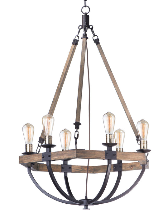 Maxim - 20337WOBZ - Six Light Chandelier - Lodge - Weathered Oak / Bronze