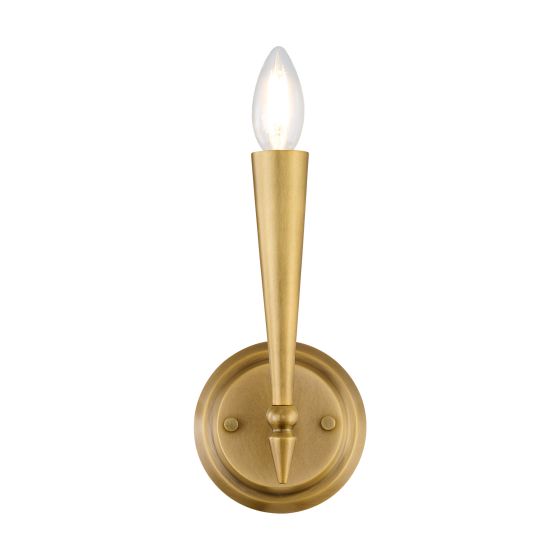 Tremont One Light Wall Sconce In Riviera Brass With Elegant Curling Arm And Tapered Candle Cover - Savoy House