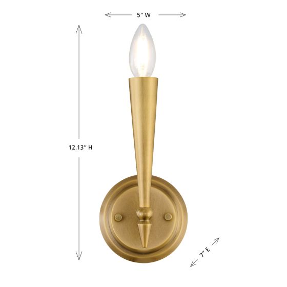 Tremont One Light Wall Sconce In Riviera Brass With Elegant Curling Arm And Tapered Candle Cover - Savoy House