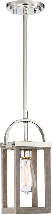 Nuvo Lighting - 60-6484 - One Light Mini Pendant - Bliss - Driftwood / Polished Nickel Accents