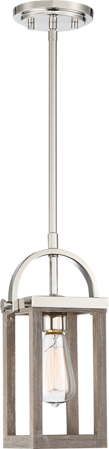 Nuvo Lighting - 60-6484 - One Light Mini Pendant - Bliss - Driftwood / Polished Nickel Accents