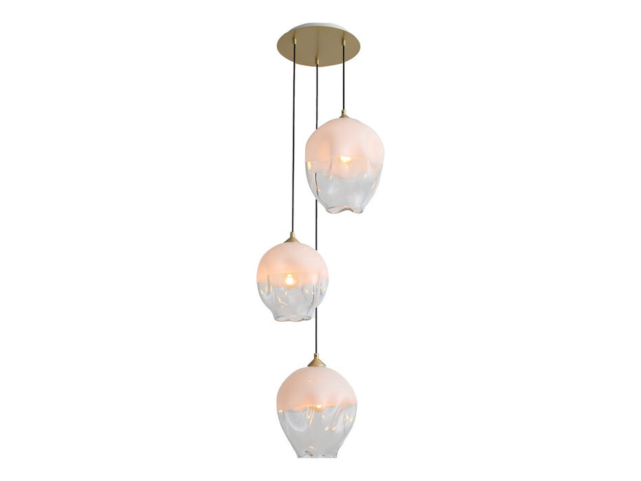 Avenue Lighting - HF8143-BB-WH - Three Light Pendant - Sonoma Ave. - Brushed Brass