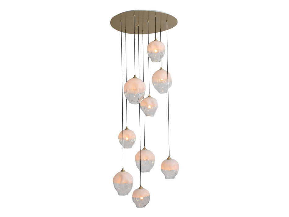 Avenue Lighting - HF8149-BB-WH - Nine Light Pendant - Sonoma Ave. - Brushed Brass