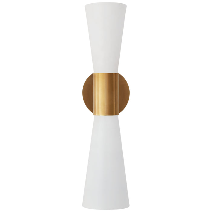 Visual Comfort Signature - ARN 2009HAB/WHT - Two Light Wall Sconce - Clarkson - Hand-Rubbed Antique Brass