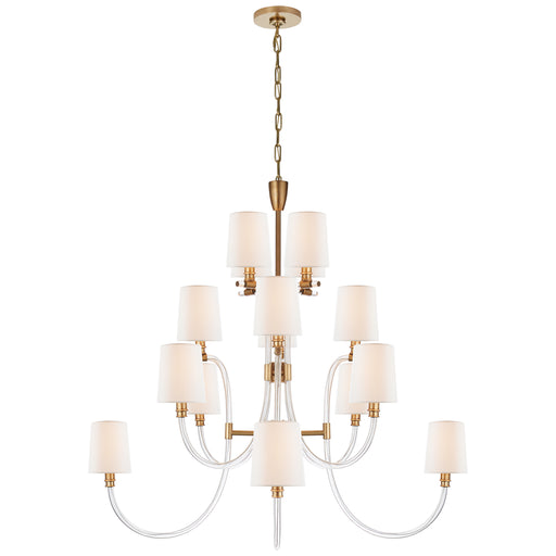 Visual Comfort Signature - JN 5030CG/AB-L - 16 Light Chandelier - Clarice - Clear Acrylic with Antique Brass