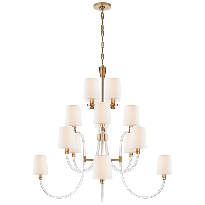 Visual Comfort Signature - JN 5030CG/AB-L - 16 Light Chandelier - Clarice - Clear Acrylic with Antique Brass