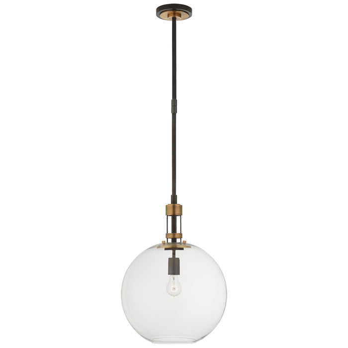 Visual Comfort Signature - TOB 5430BZ/HAB-CG - One Light Pendant - Gable2 - Bronze with Antique Brass