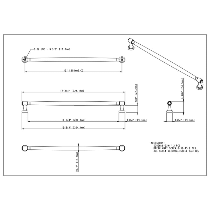 Jeffrey Alexander Jules 305 mm Center-to-Center Bar Pull